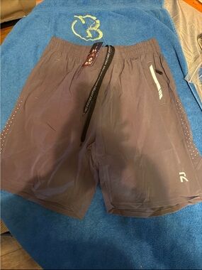 Rival Men's Athletic Shorts in Taupe-Grey with Reflective Trim
